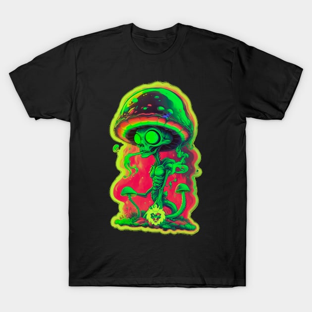 Psychedelic mushroom alien T-Shirt by GreenKing